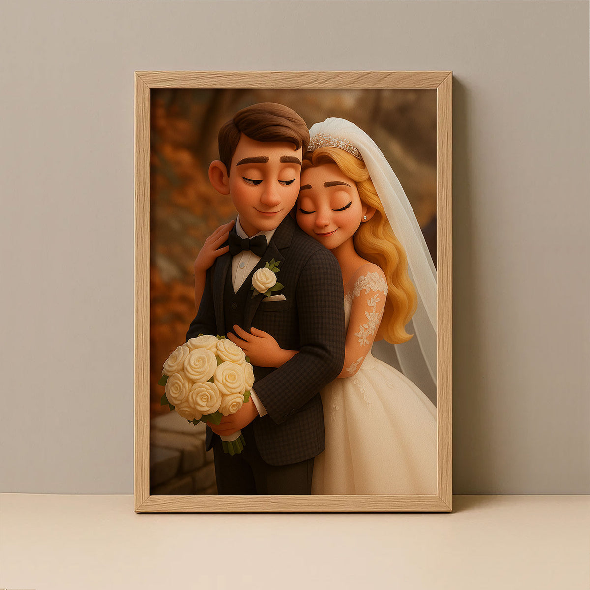 Charming Wedding Couple Art Print in Whimsical Cartoon Style - Perfect for Home Decor and Gift Ideas
 - 8