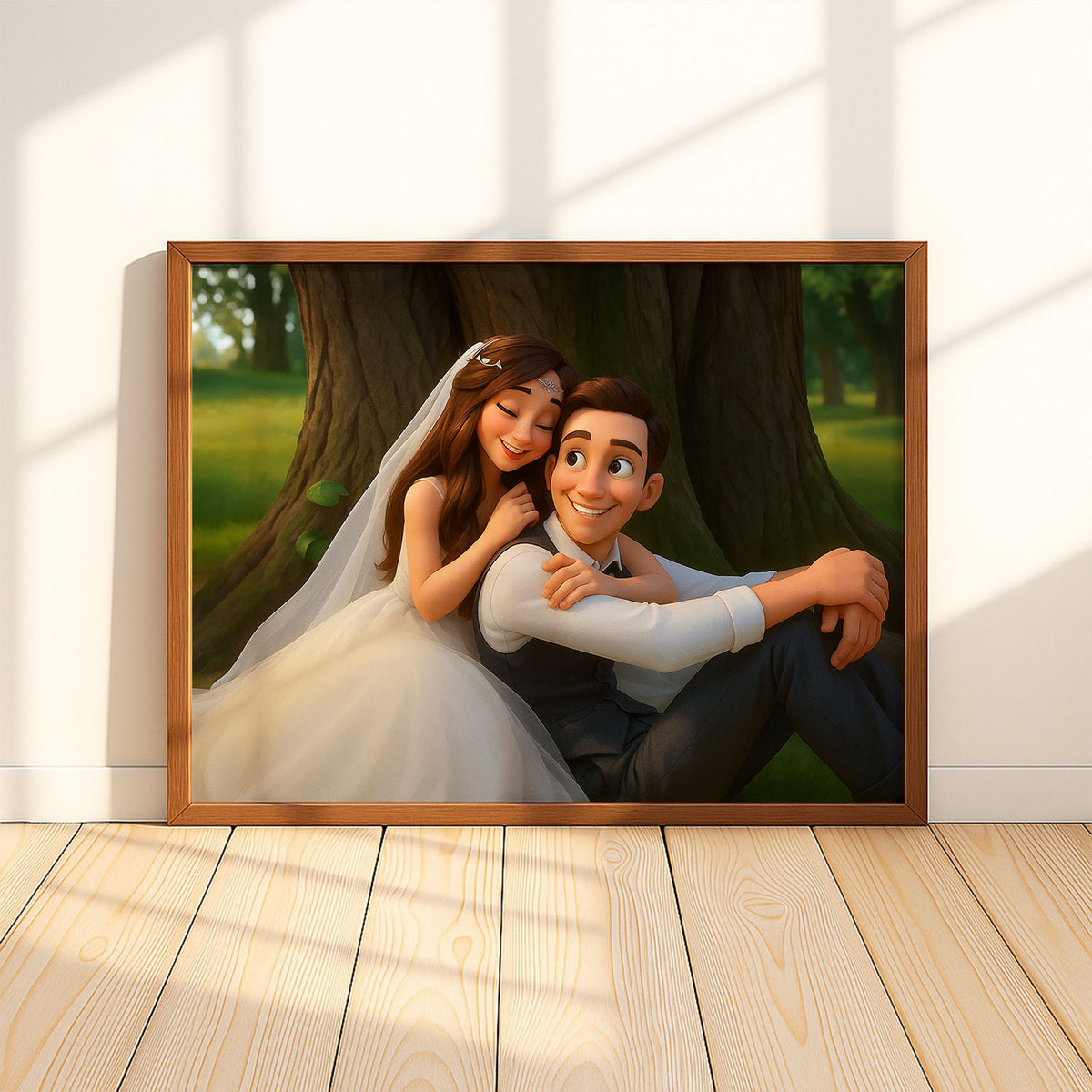 Charming Animated Wedding Portrait of Bride and Groom - Perfect for Home Decor and Gift Ideas
 - 8