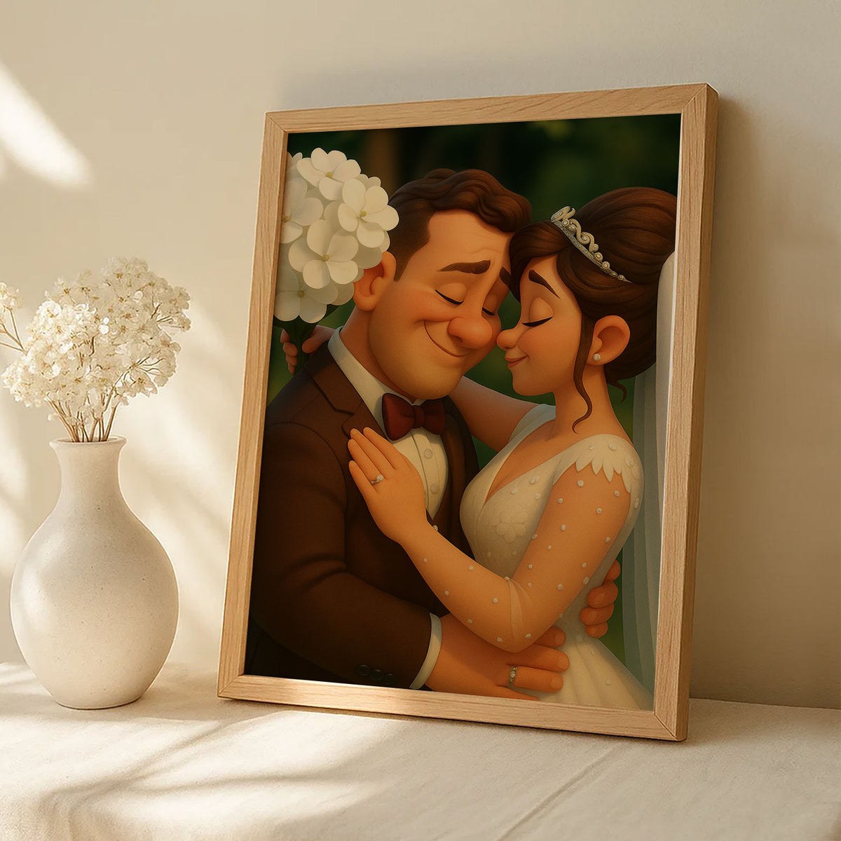 Charming Cartoon Wedding Artwork: Celebrating Love with a Cute Bride and Groom Illustration in a Whimsical Style
 - 8
