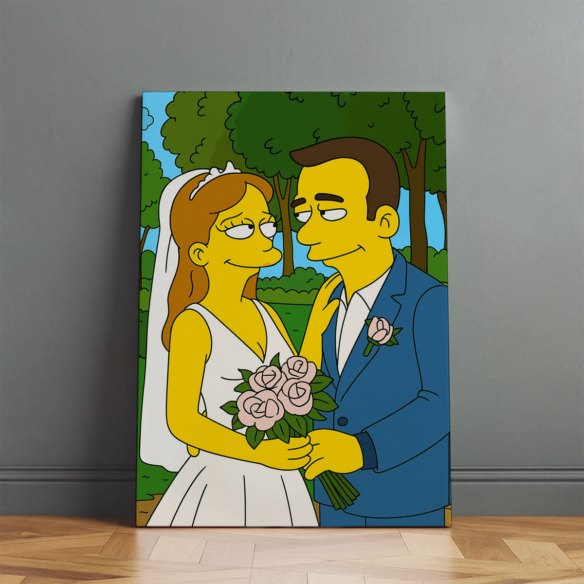 Whimsical Simpsons Wedding Art Print – Perfect Gift for Fans of Pop Culture and Unique Home Decor
 - 8