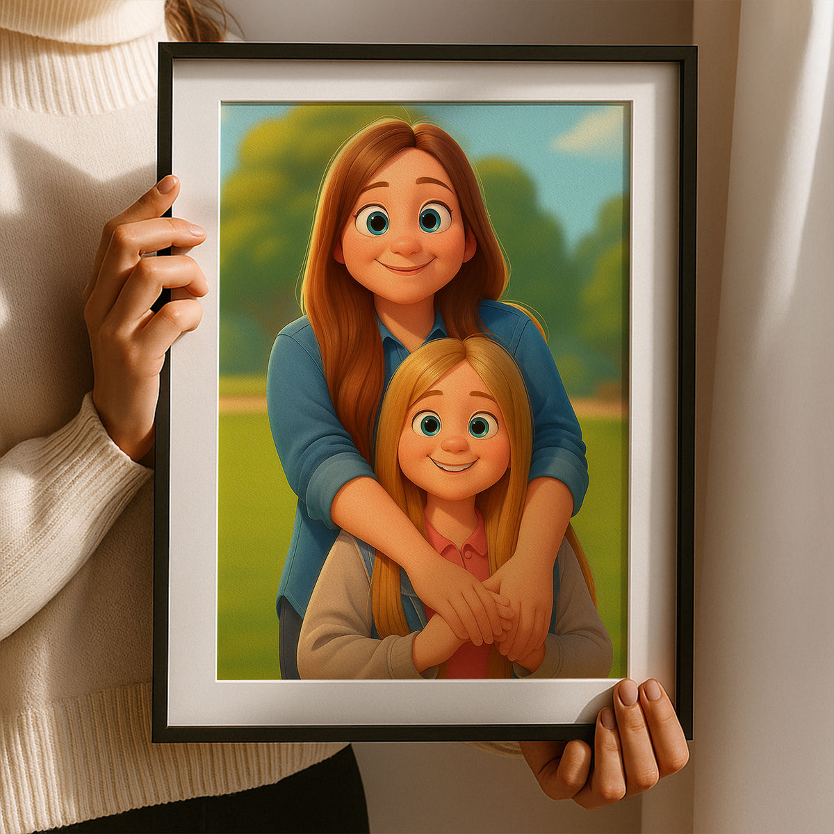 Heartwarming Family Portrait Art Print in Vibrant Cartoon Style - Perfect for Kids&#39; Rooms and Family Spaces
 - 8