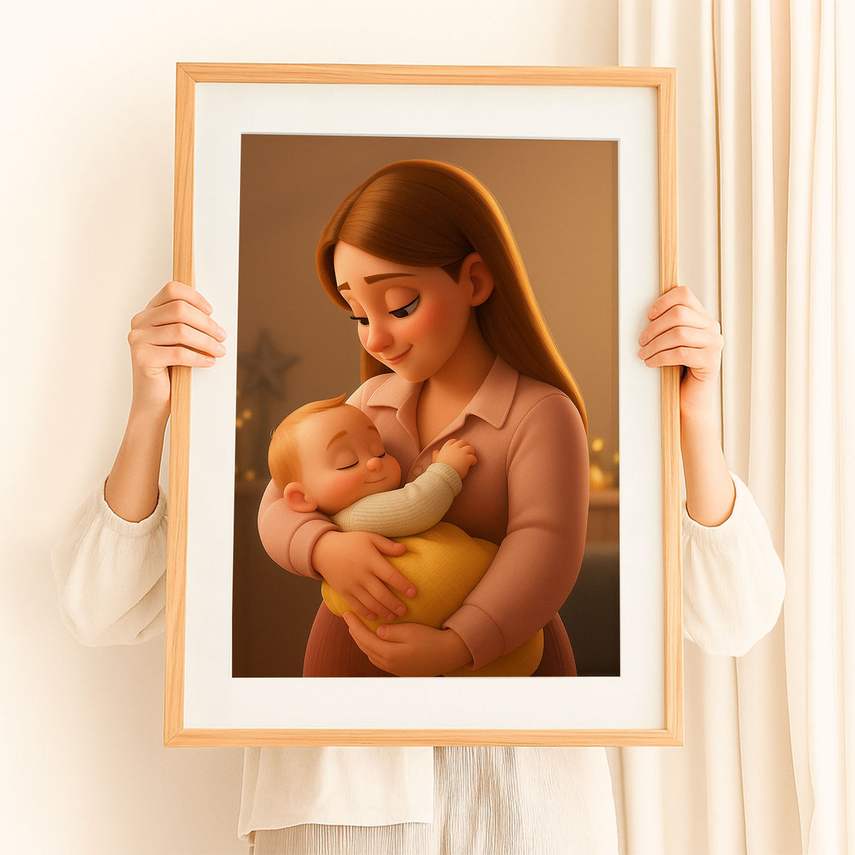 Heartwarming Mother-Child Bond: Adorable Cartoon Art Print for Your Home Décor - Perfect Gift for Moms and New Parents
 - 8