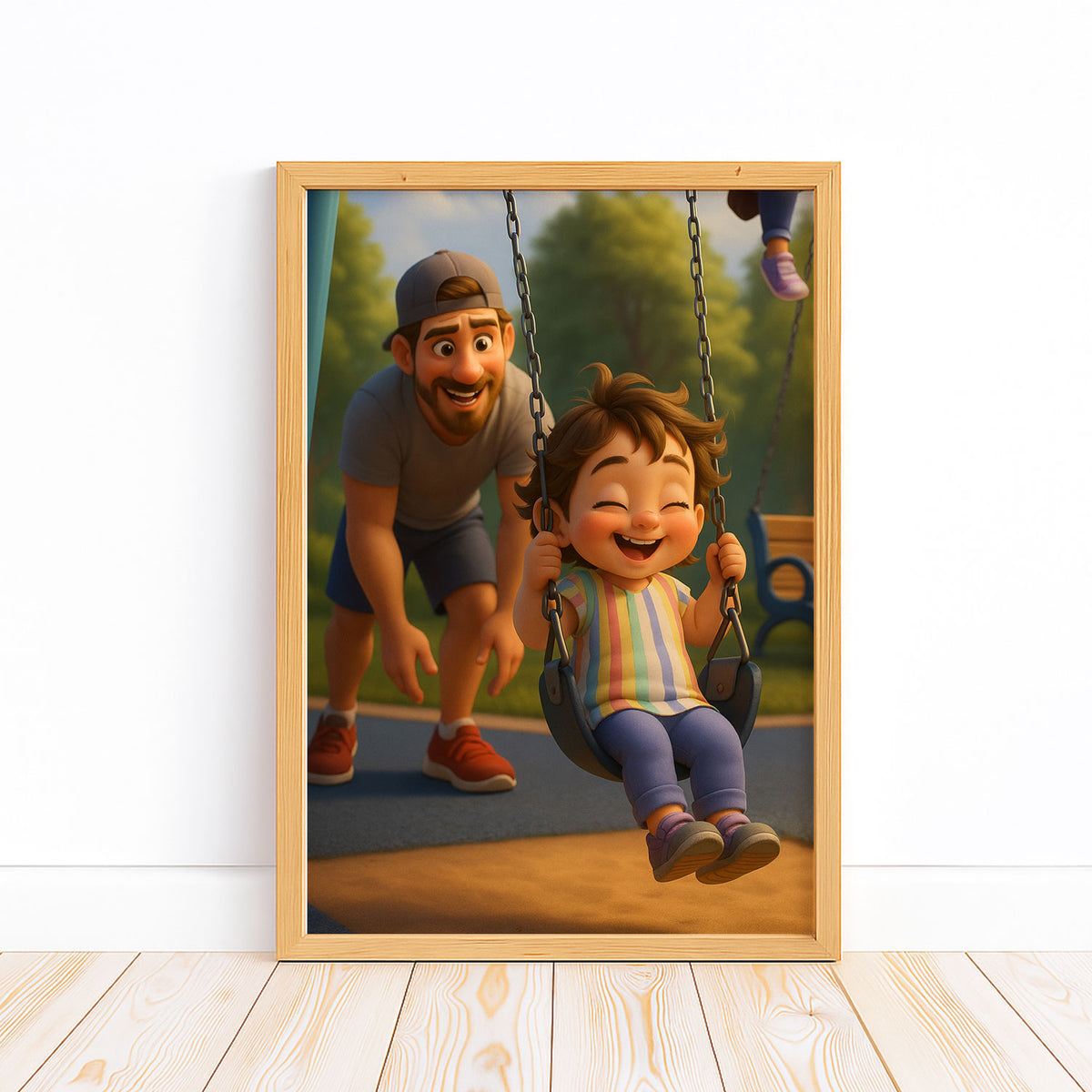 Charming Cartoon Mother and Daughter Portrait | Whimsical Animation Art for Cozy Home Decor
 - 8