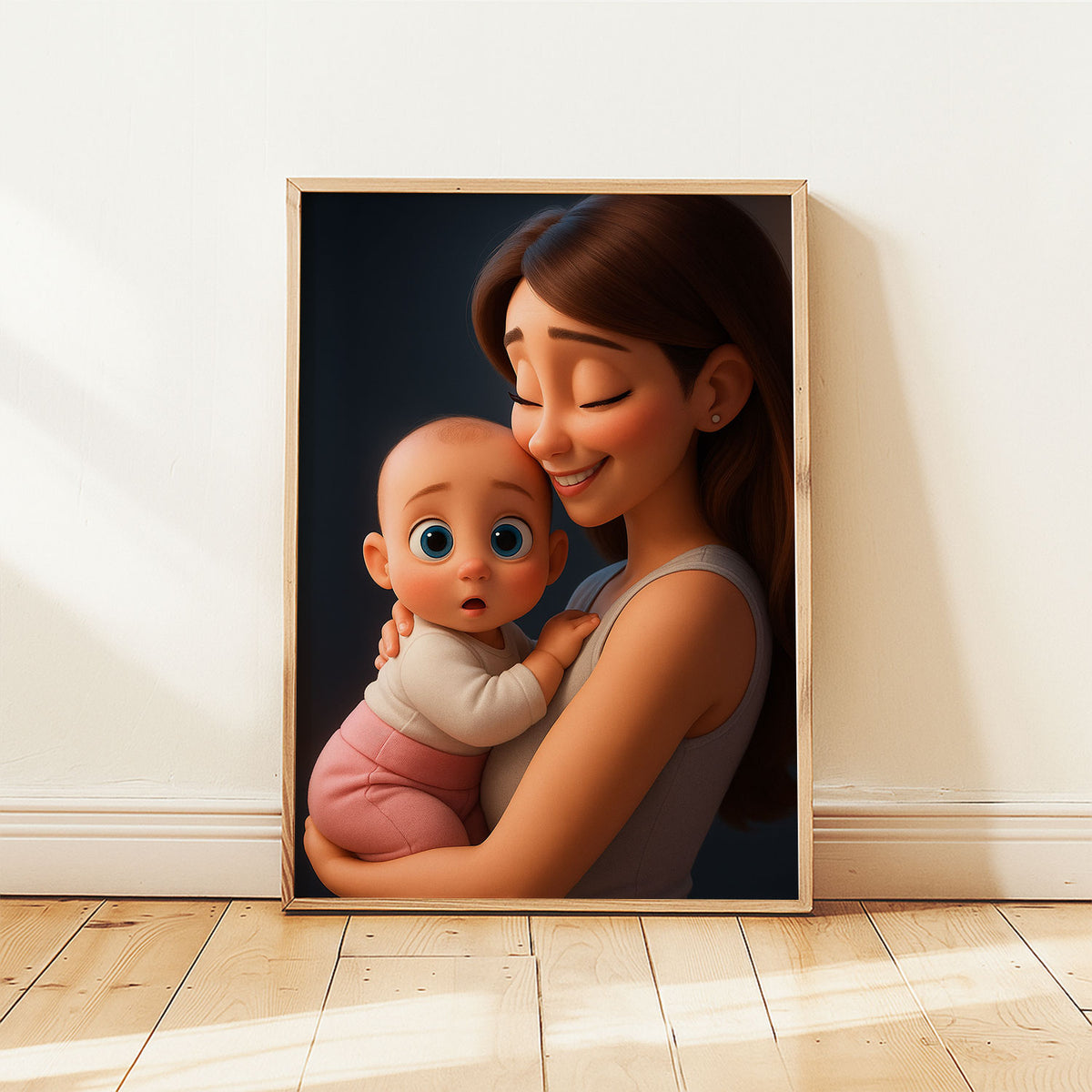 Charming Disney-Style Illustration of a Loving Mother with Baby - Perfect for Nursery Decor and Family Art
 - 8