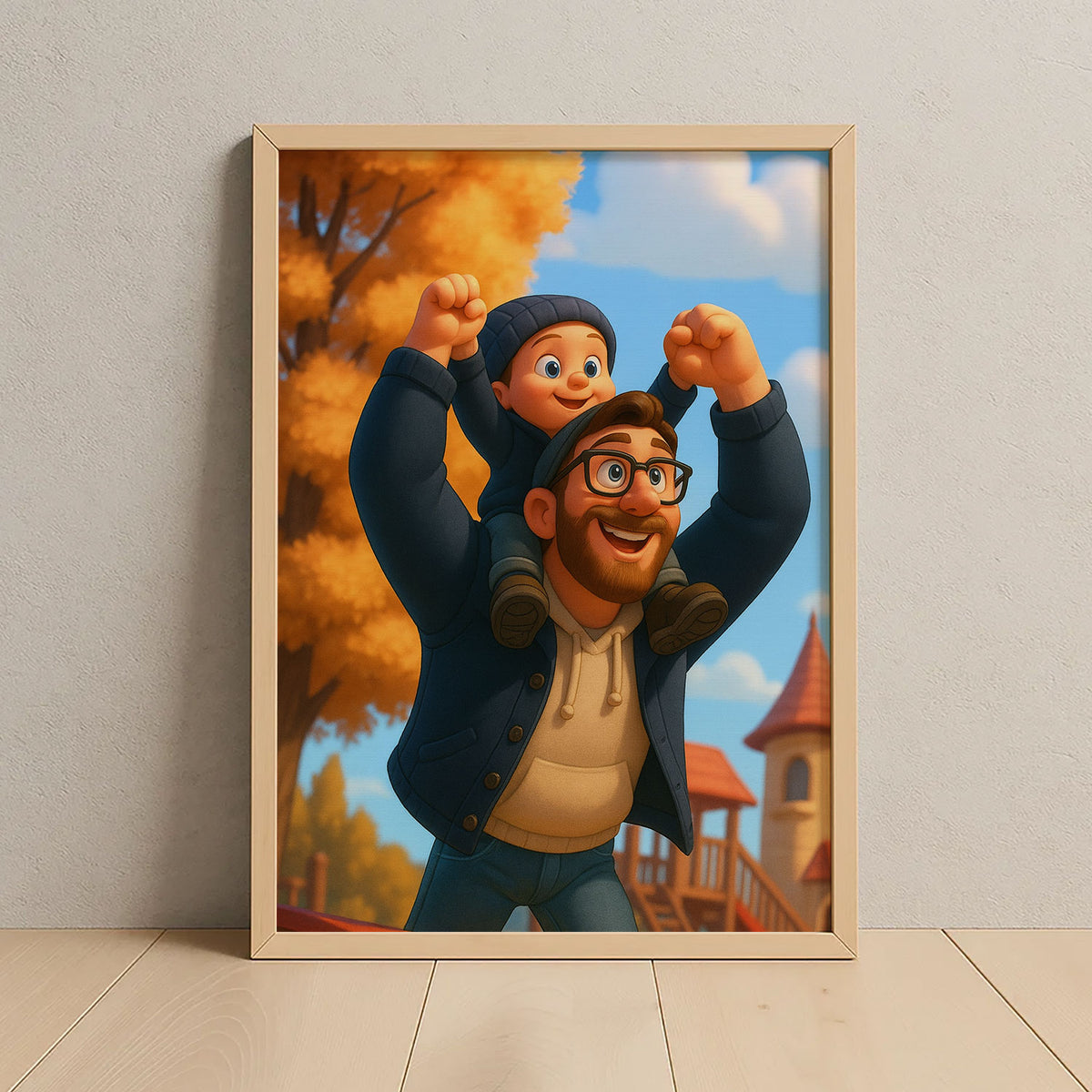 Charming Mother-Daughter Bond: Whimsical Cartoon Art for Family Spaces
 - 8