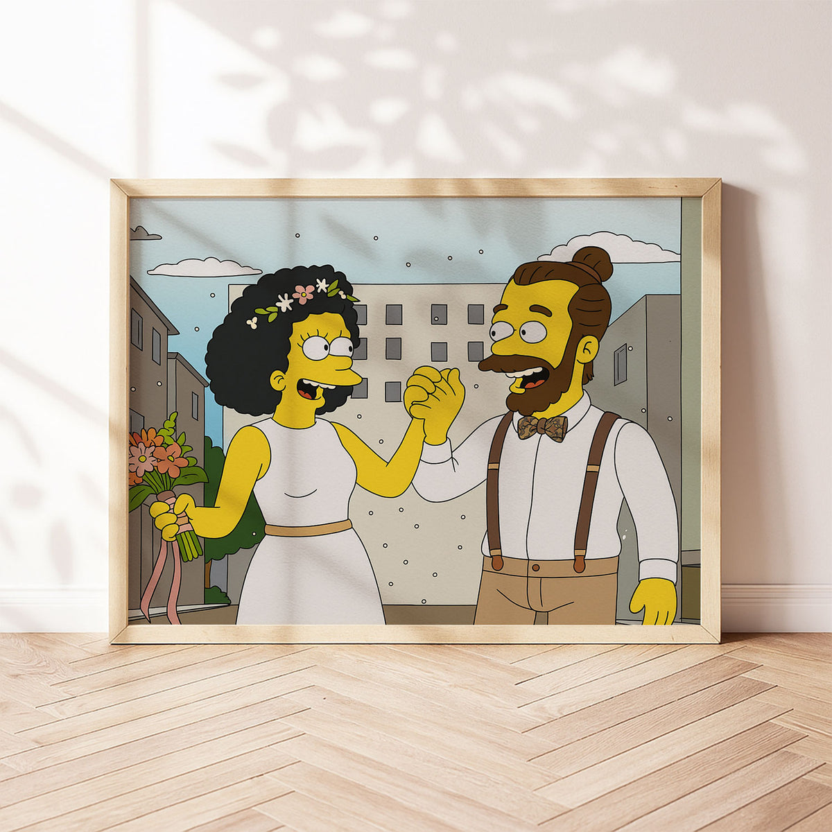 Charming Cartoon Wedding Art Print in a Playful Style - Perfect for Home Decor or Gifts
 - 8