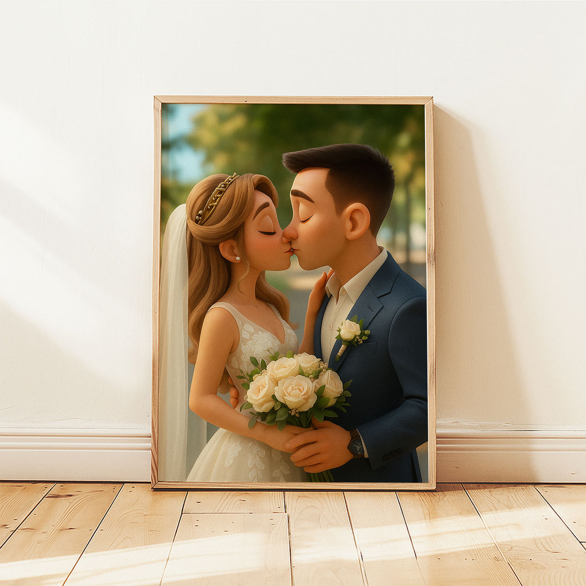 Charming Animated Wedding Portrait of a Bride and Groom – Perfect for Celebrating Love and Romance
 - 7