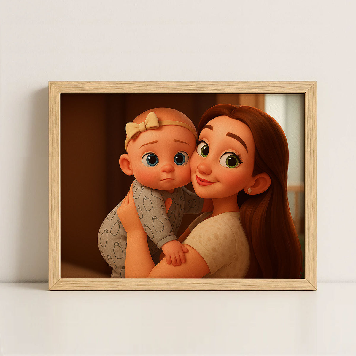 Heartwarming Illustrated Print of a Mother Kissing Her Baby – Charming Cartoon Style for Nursery Décor and Gift Ideas
 - 7