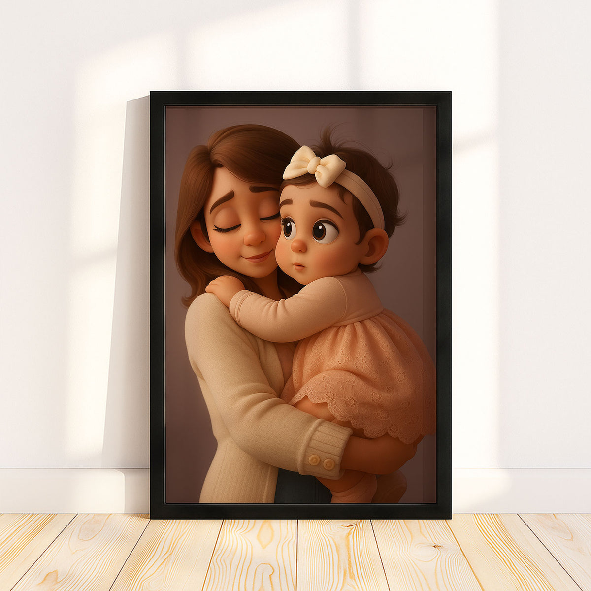 Adorable Mother and Baby Illustration in Charming Cartoon Style - Perfect Wall Art for Nursery Décor
 - 8