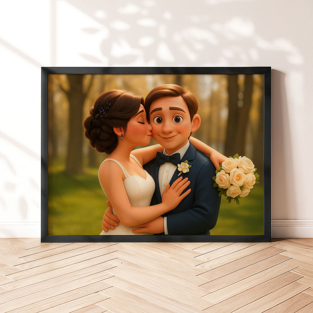Charming Animated Wedding Couple Art Print - Perfect for Home Decor and Romantic Gifts
 - 8