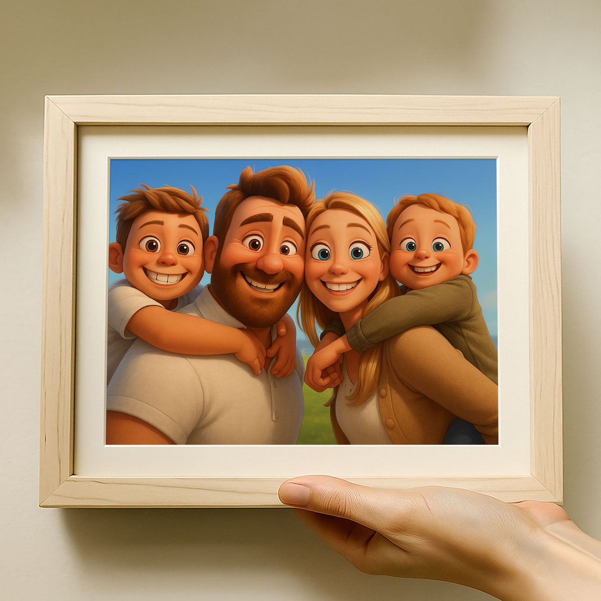 Heartwarming Mother-Daughter Embrace Artwork in Whimsical Cartoon Style - Perfect for Family Home Decor
 - 8