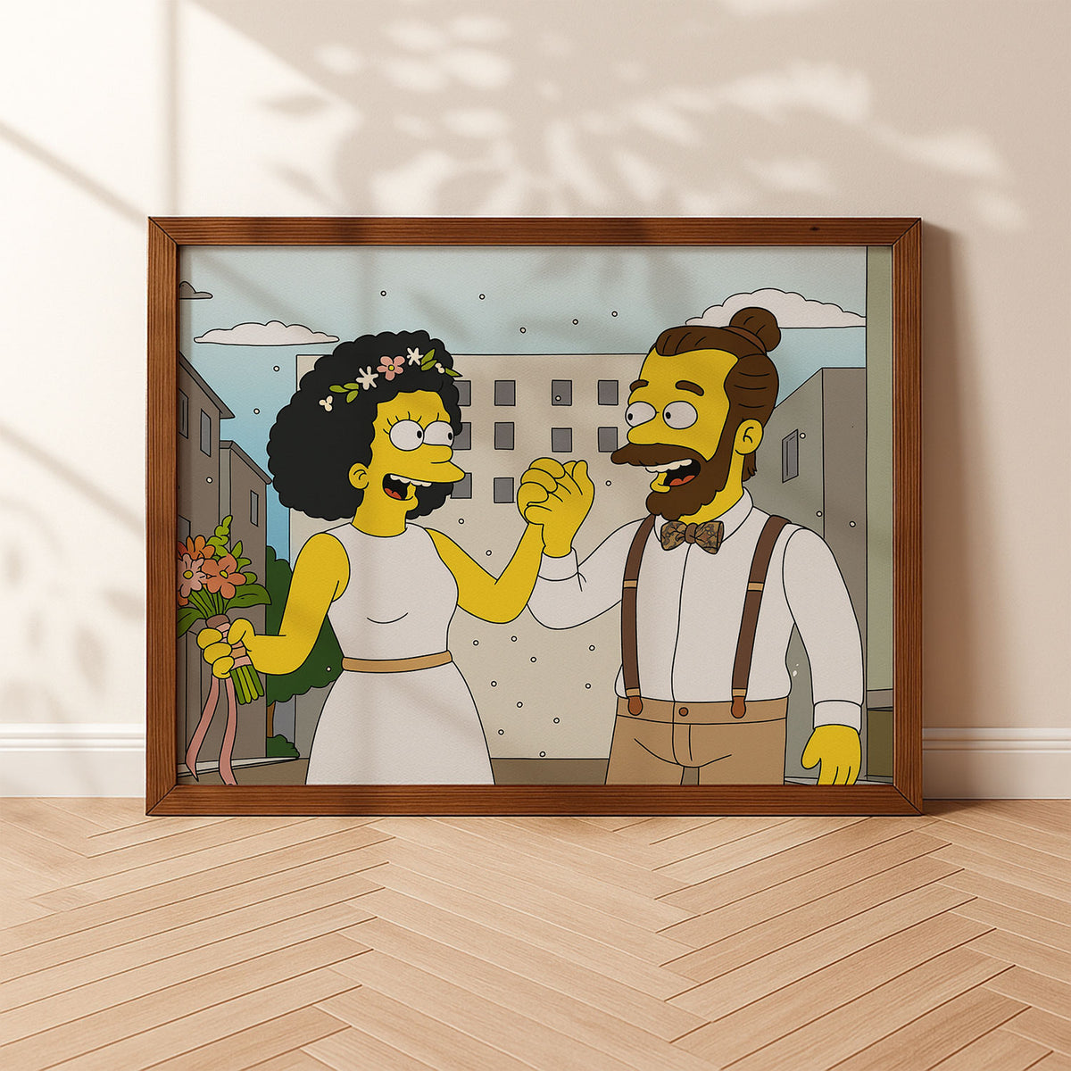 Charming Simpsons Wedding Art Print – Celebrate Love with Fun Cartoon Style Decor!
 - 8