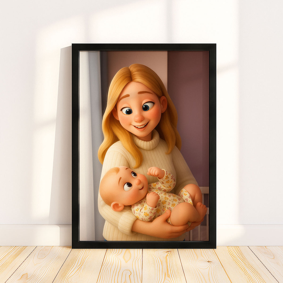 Charming Cartoon Style Mother and Baby Wall Art - Perfect for Nursery Decor and Gifts for New Moms
 - 8