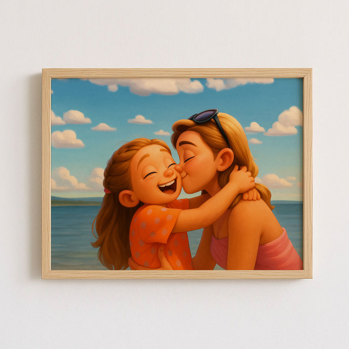 Charming Family Portrait: Heartwarming Cartoon Art of Parents with Baby in Vibrant Style for Modern Home Decor
 - 8