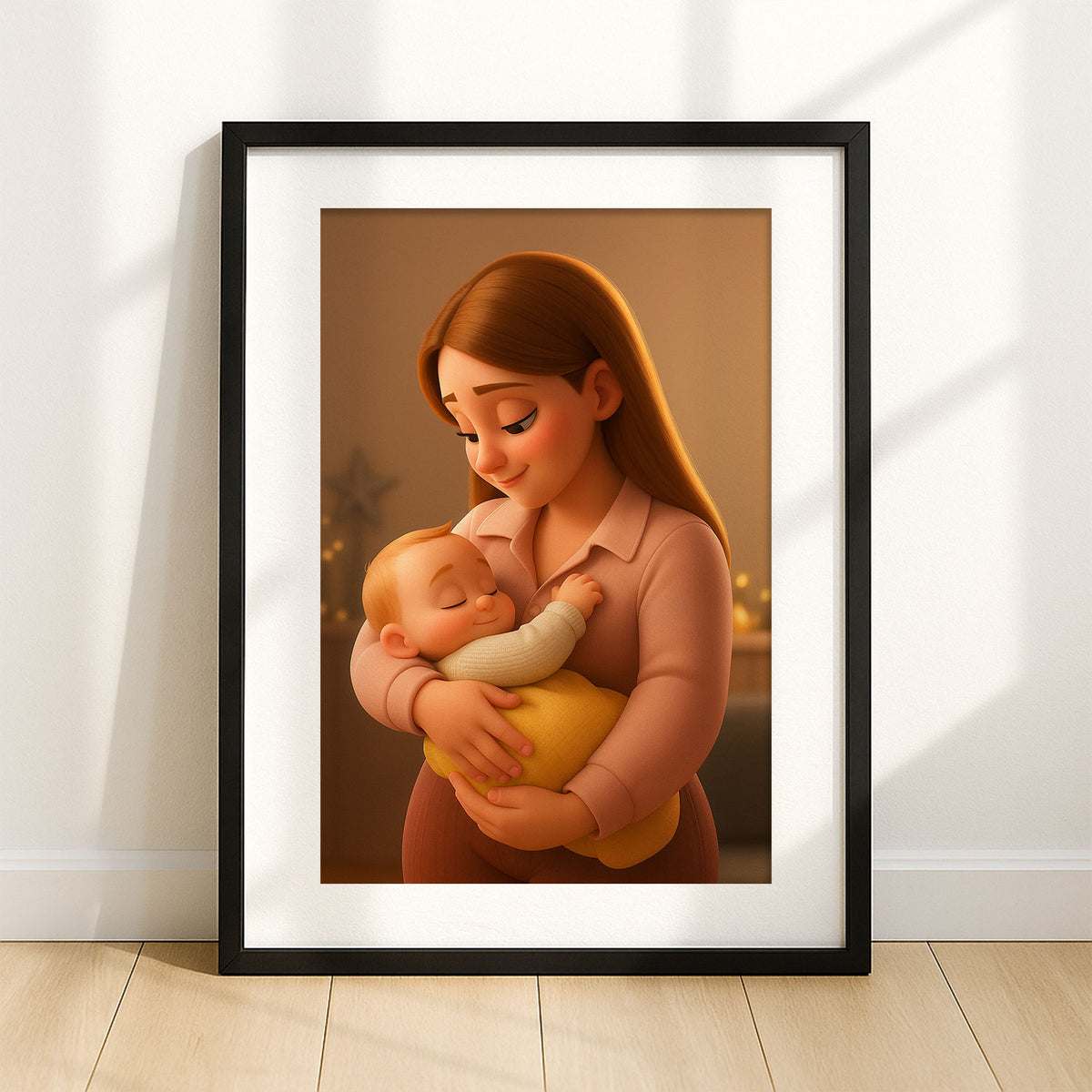 Heartwarming Mother and Baby Illustration - Adorable Cartoon Art for Nursery Decor, Perfect Gift for New Moms
 - 7