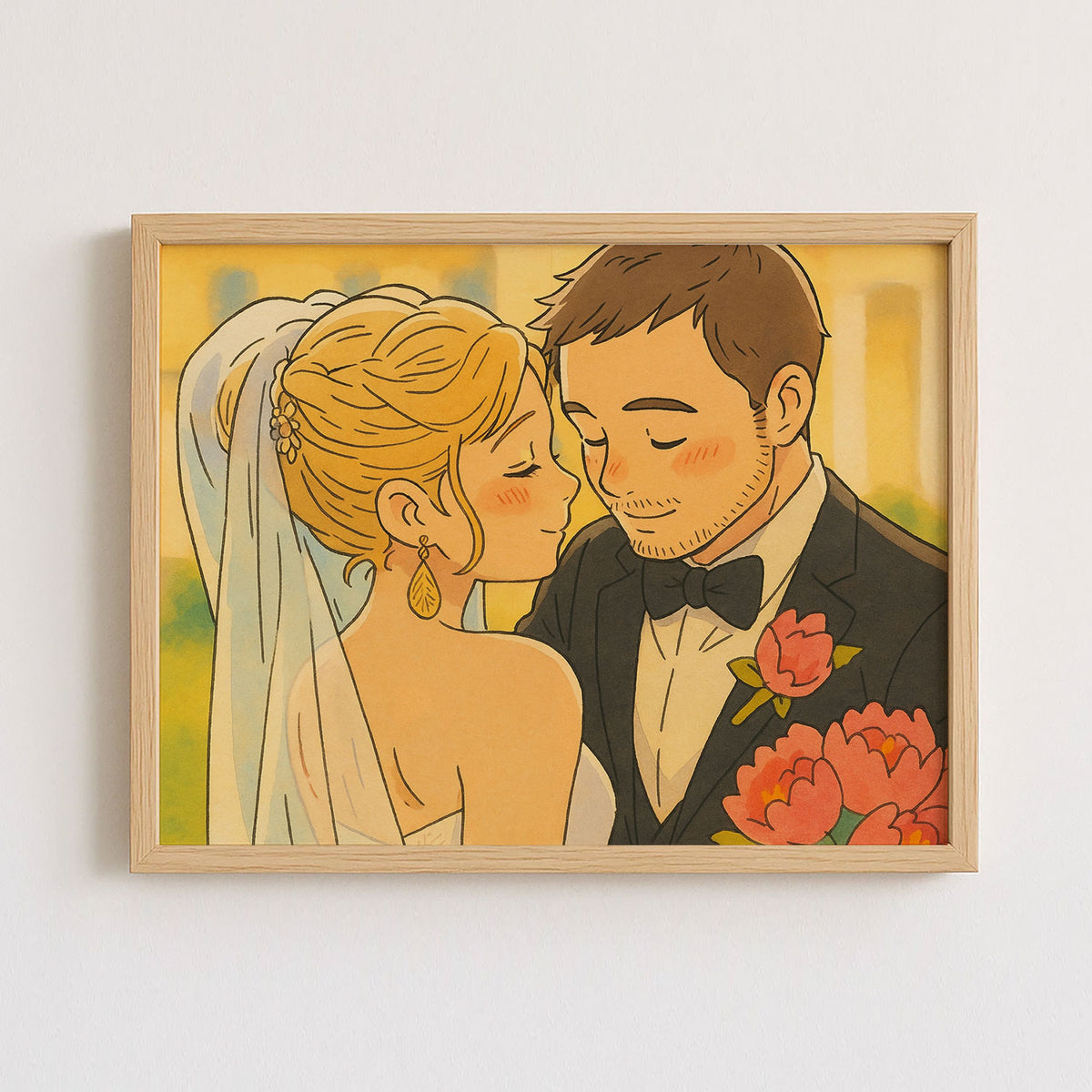 Charming Couple Wedding Art Print in Vibrant Cartoon Style – Perfect for Home Décor and Love Celebrations
 - 8