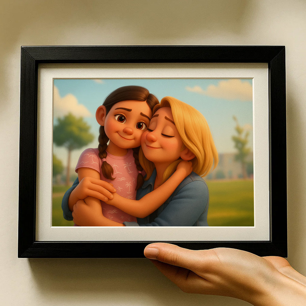 Charming Family Portrait Art: Whimsical Cartoon Style with Happy Kids and Loving Parents
 - 8