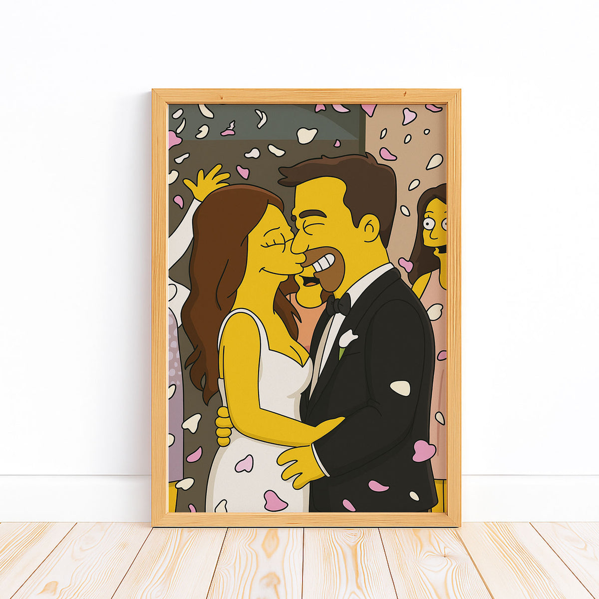 Unique Cartoon Wedding Portrait of Marge and Homer Simpson in Vibrant Art Style - Perfect for Fans and Home Decor
 - 8