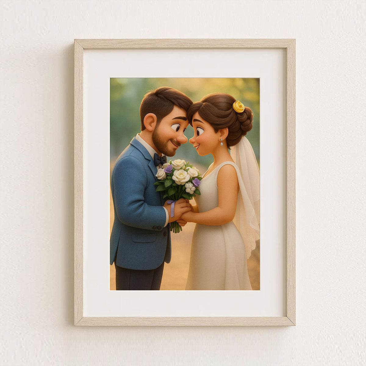 Charming Animated Wedding Couple Artwork - Perfect for Romantic Home Décor
 - 8