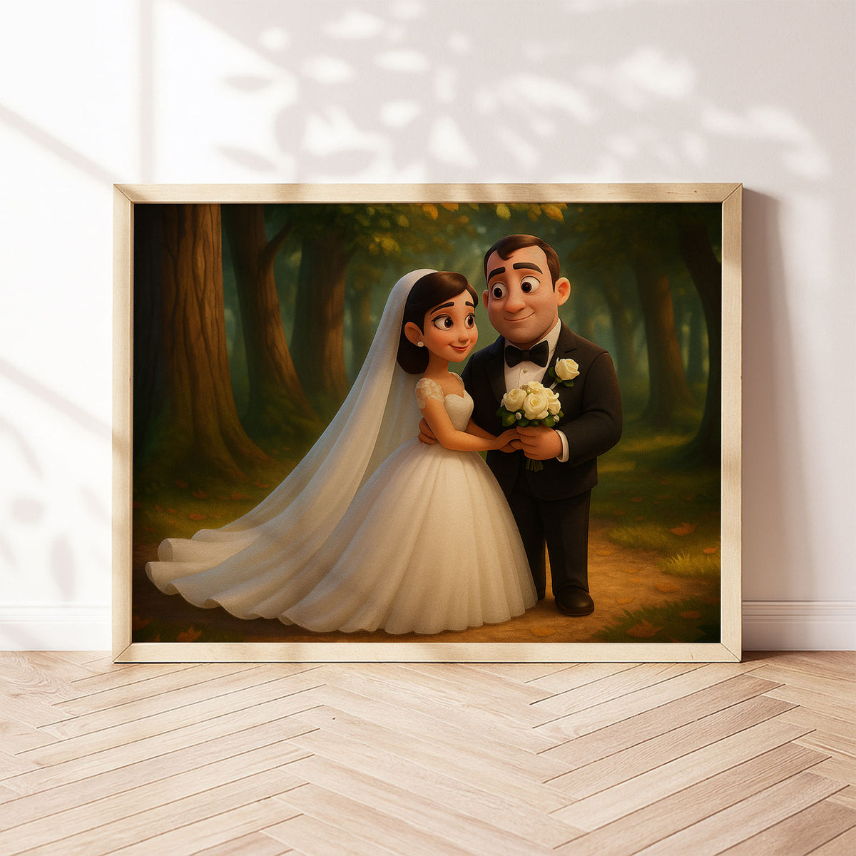Charming Animated Wedding Portrait: Celebrate Love with Whimsical Art Style
 - 8