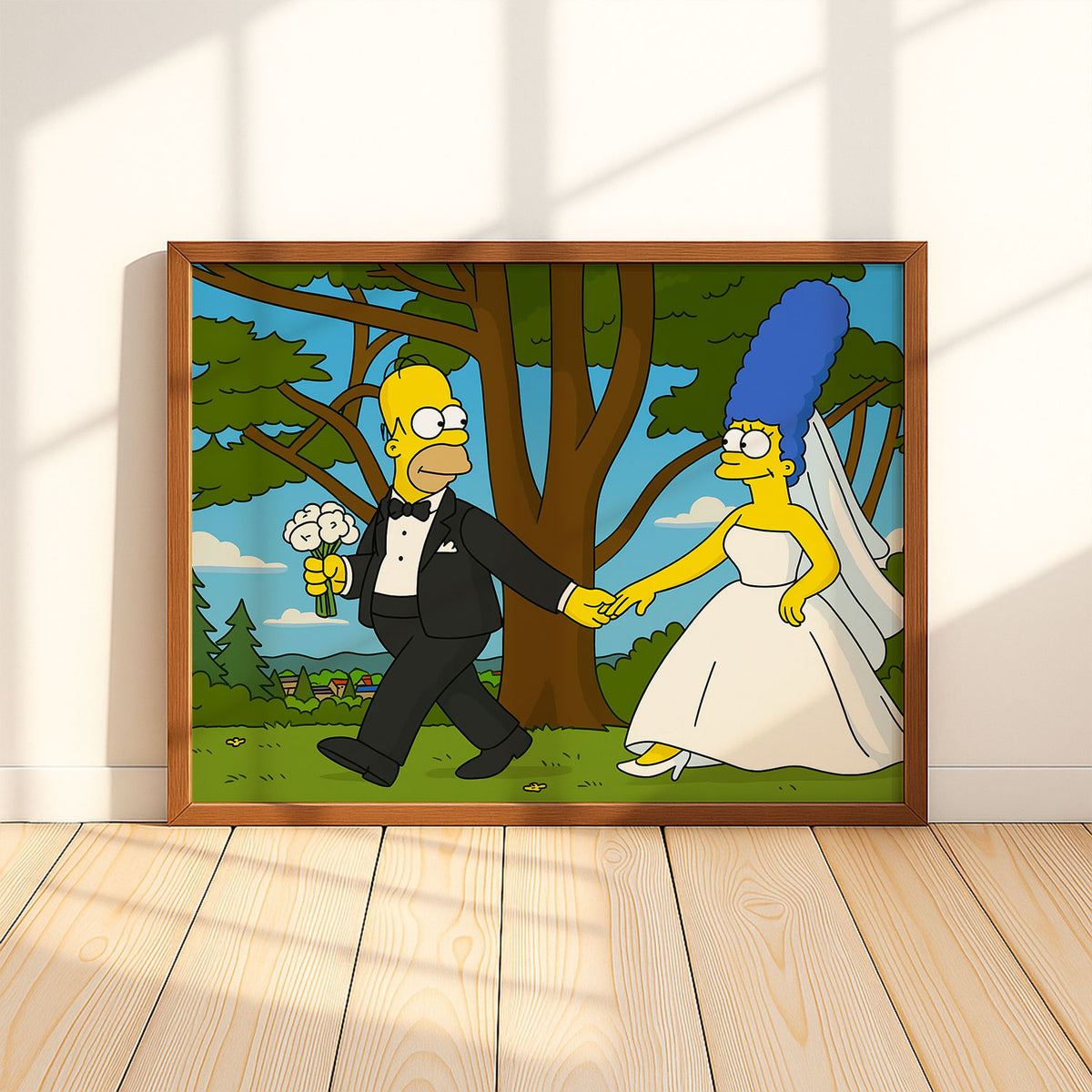 Charming Cartoon Wedding Art: Playful Bride with Bubbles in Whimsical Style
 - 8