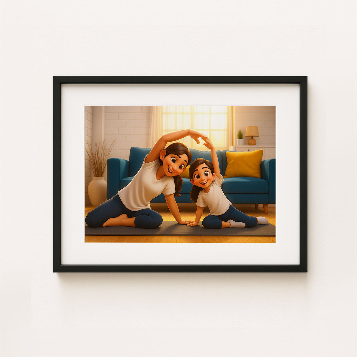 Heartwarming Cartoon Illustration of Mother and Baby Embracing – Perfect Wall Art for Family Love and Joy in Your Home
 - 8