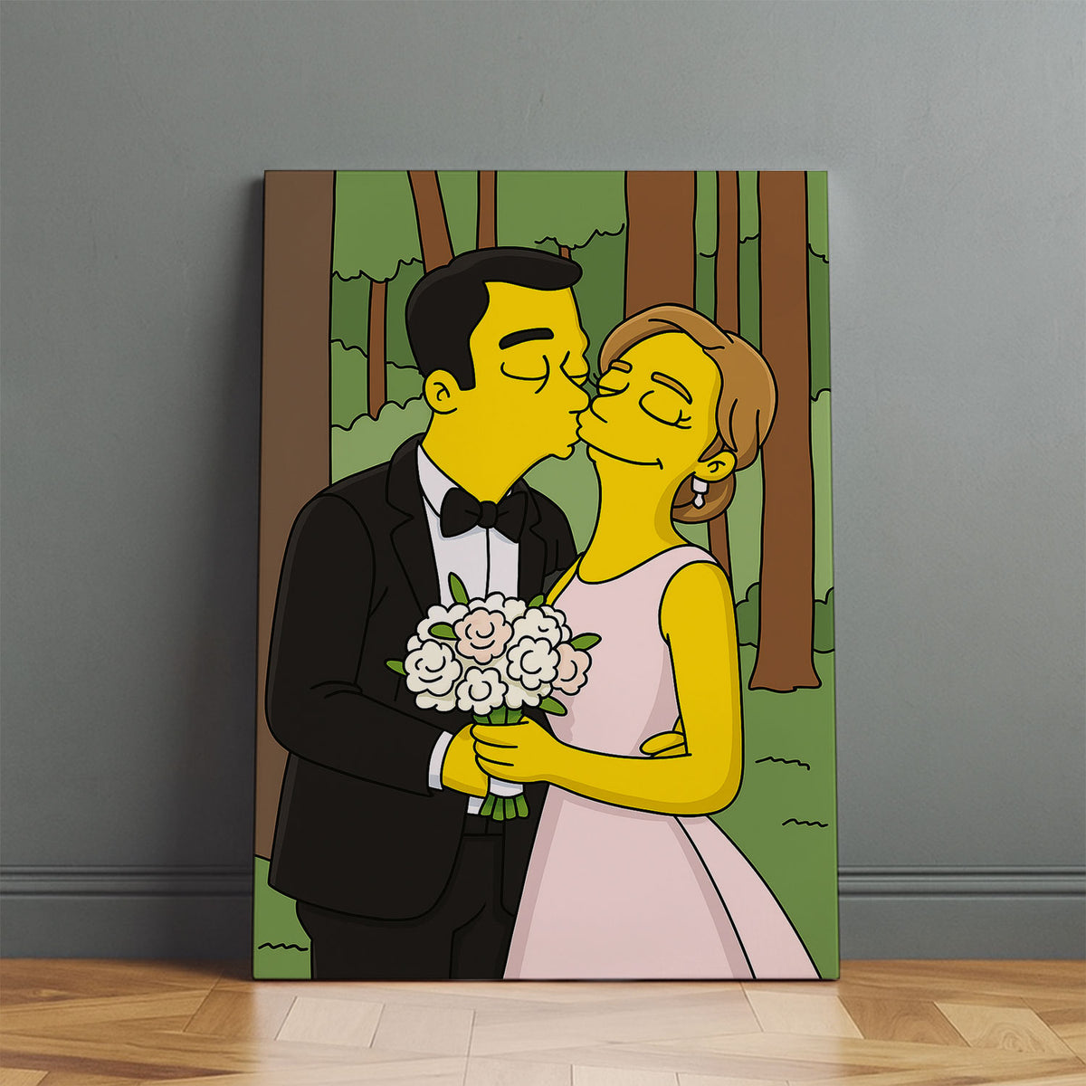 Charming Simpsons Wedding Art Print - Homage to Love in Vibrant Cartoon Style
 - 8