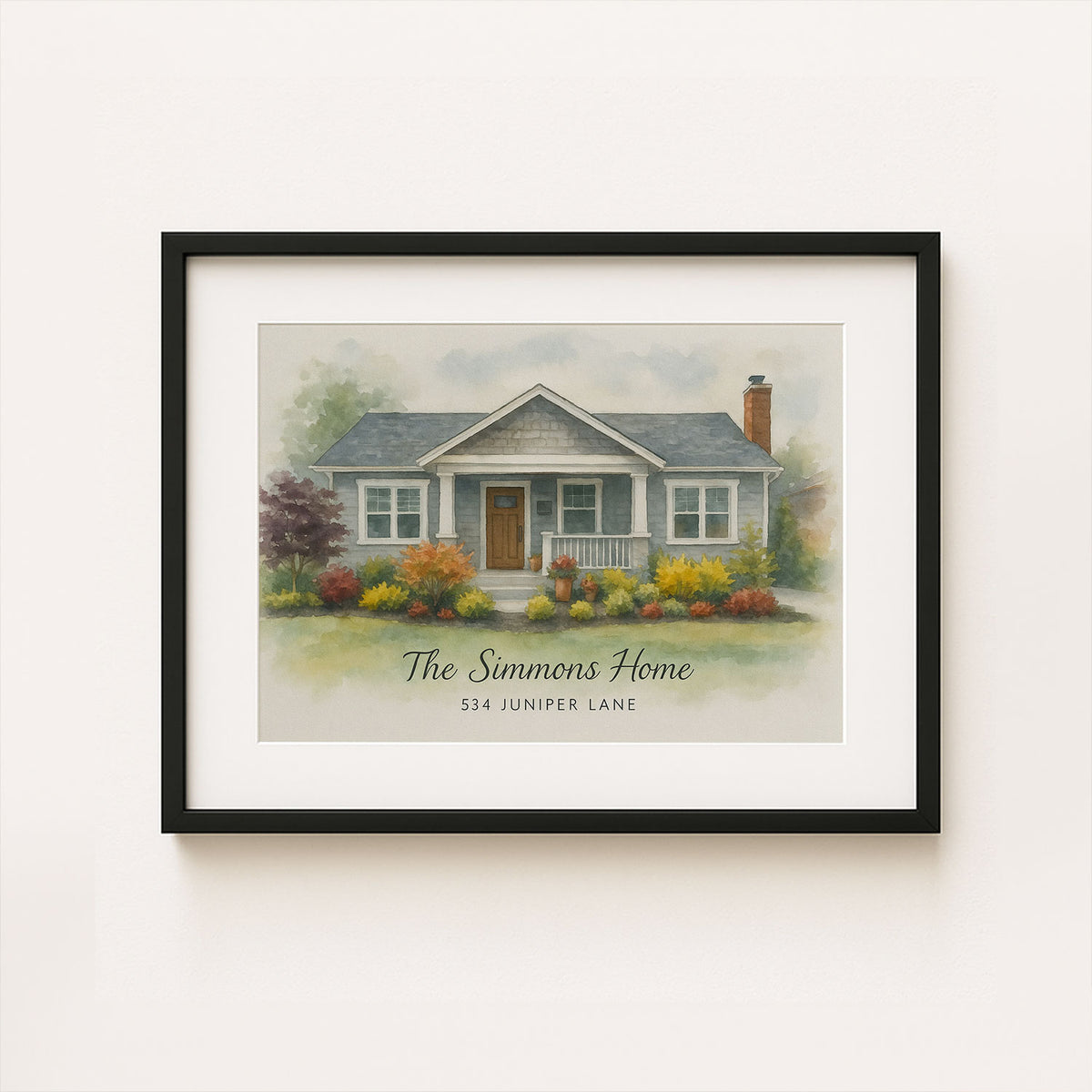 Custom Watercolor House Portrait - The Simmons Home at 534 Juniper Lane - Unique Wall Art for Home Decor
 - 8