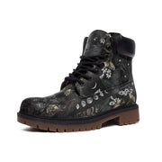 Dark Moon Forest Floral Art Leather Boots Casual Lightweight TB