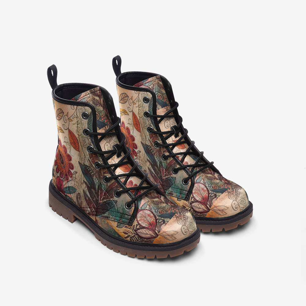 Boho Bird & Floral Art Leather Lightweight boots MT