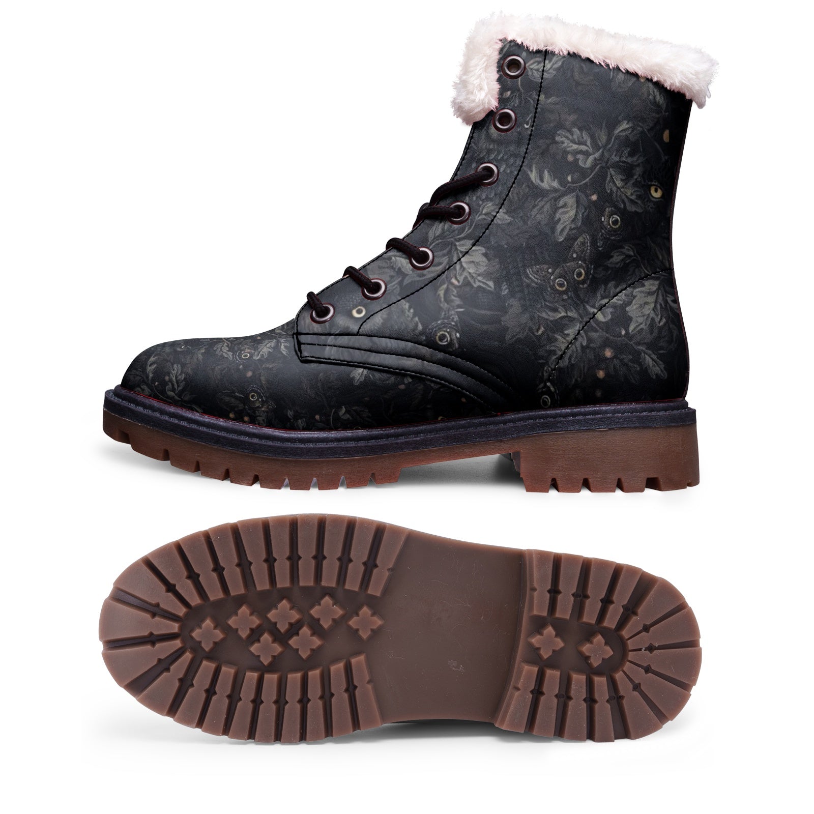 Owl Forest Night Winter Boots For Witchy Hippie