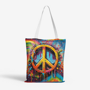 A hippie concert with a peace symbol Natural Canvas Tote Bags