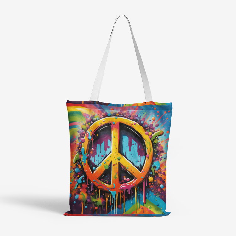 A hippie concert with a peace symbol Natural Canvas Tote Bags