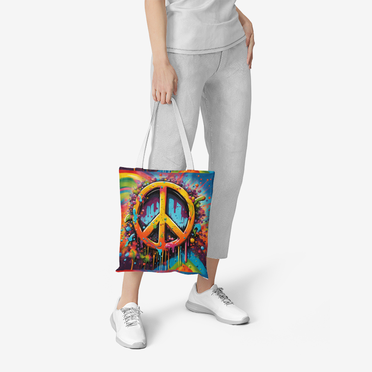 A hippie concert with a peace symbol Natural Canvas Tote Bags