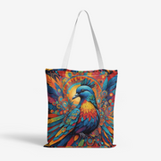 A Hippie Dove with peace and love symbol Natural Canvas Tote Bags