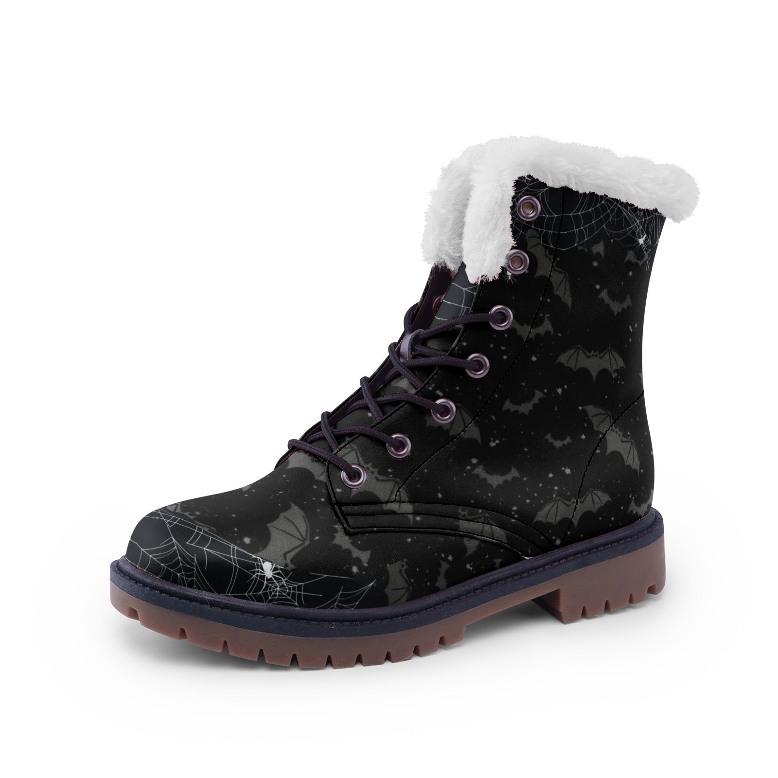 Witchy Dark Bat Web Night Unisex Lace Up Winter Boots