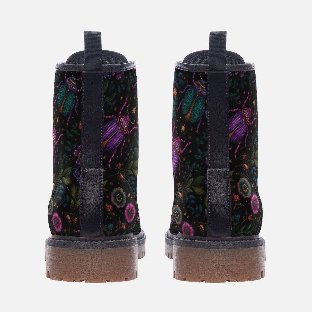 Psychedelic Beetle Floral Leather Boots Casual Lightweight Style