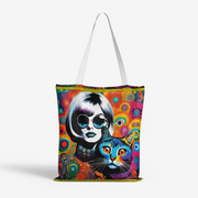 Andy Warhol style Hippie symbol Natural Canvas Tote Bags