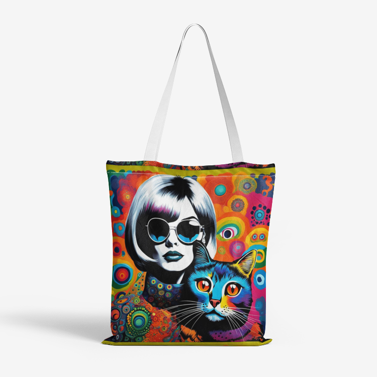 Andy Warhol style Hippie symbol Natural Canvas Tote Bags