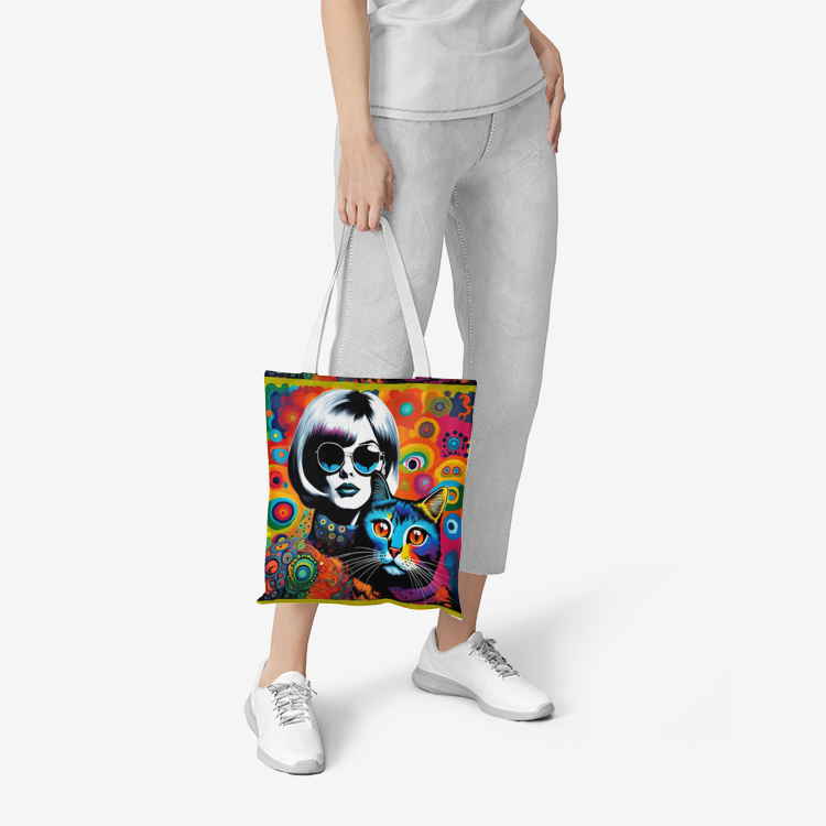 Andy Warhol style Hippie symbol Natural Canvas Tote Bags