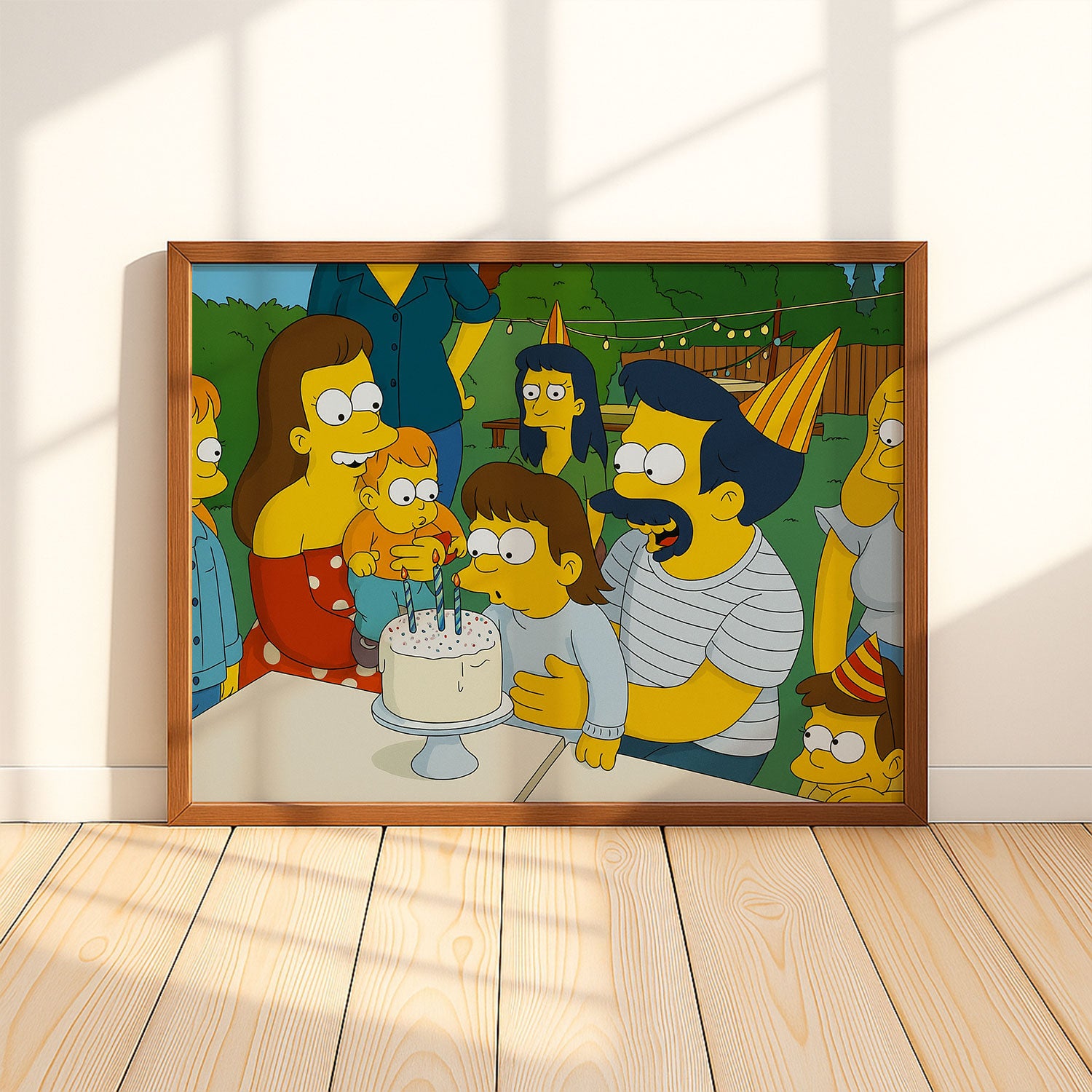 Birthday Party Canvas Art – Custom Cartoon Family Scene Inspired by Iconic Animated Style – Perfect Gift and Decor for Fans
 - 1