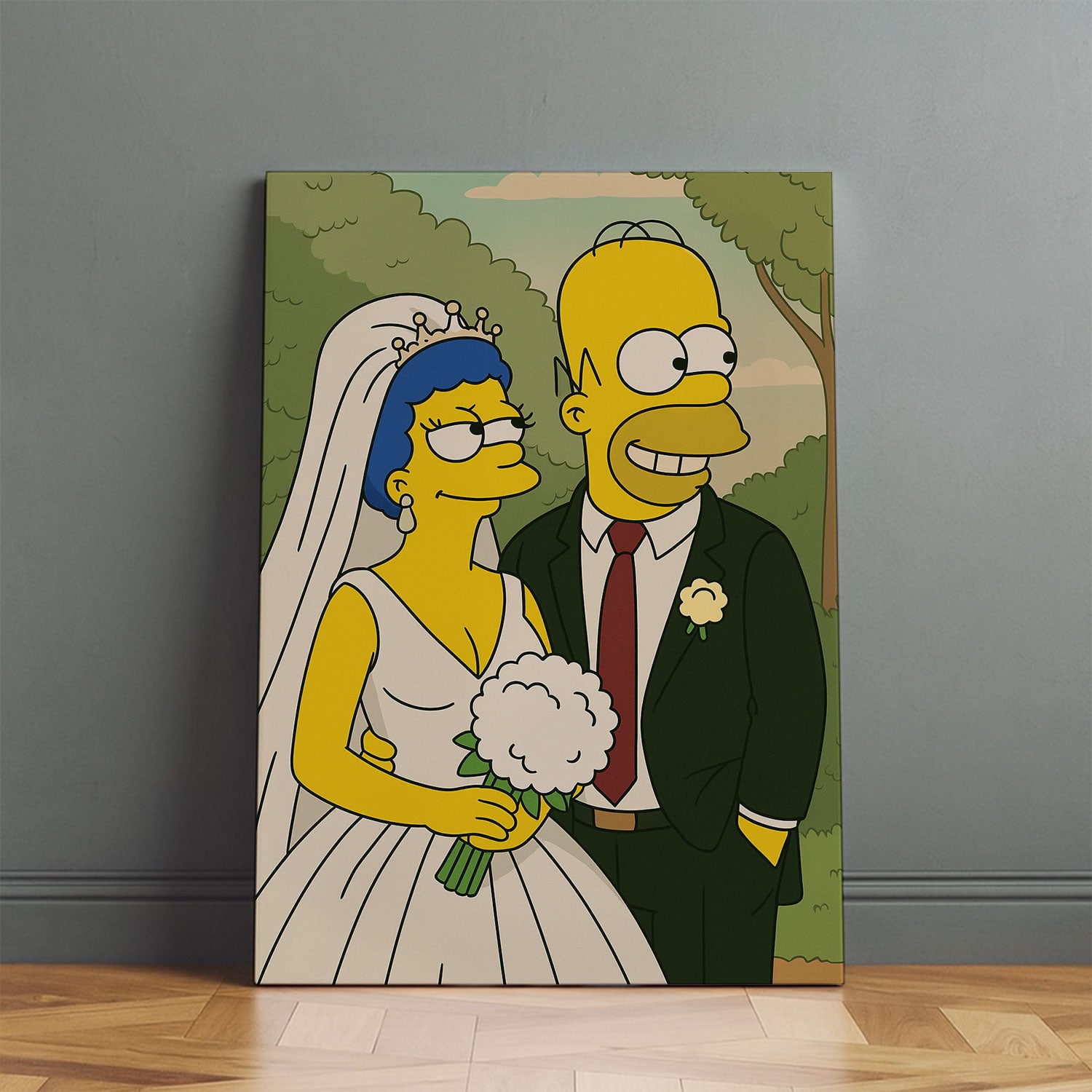 Cartoon Couple Wedding Canvas Art Print - Quirky Wall Decor for Fans - Fun and Colorful Home Accent - Perfect for Gifts
 - 1