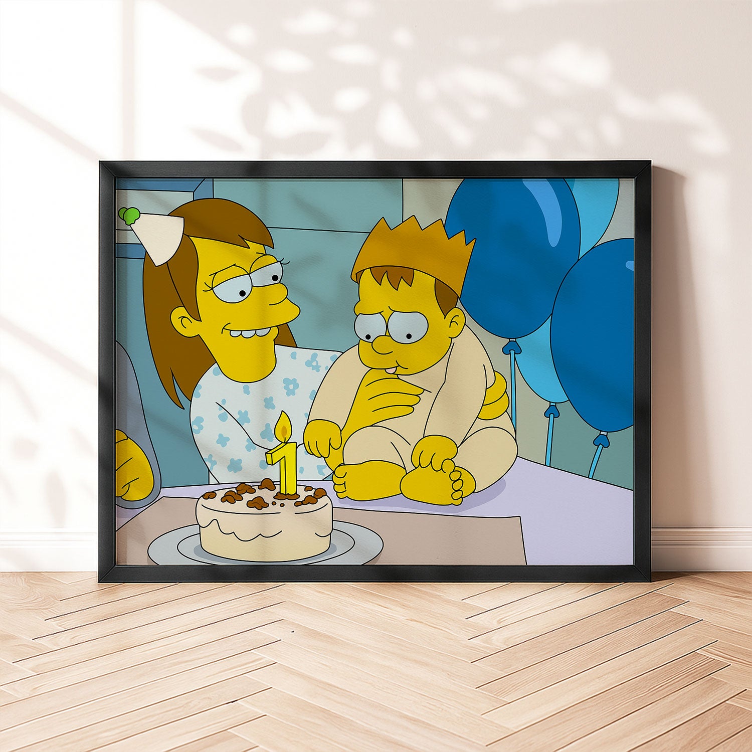 Celebrate with Personalized Birthday Canvas Art Featuring Simpsons Style Characters | Unique Wall Decor for Special Occasions
 - 1