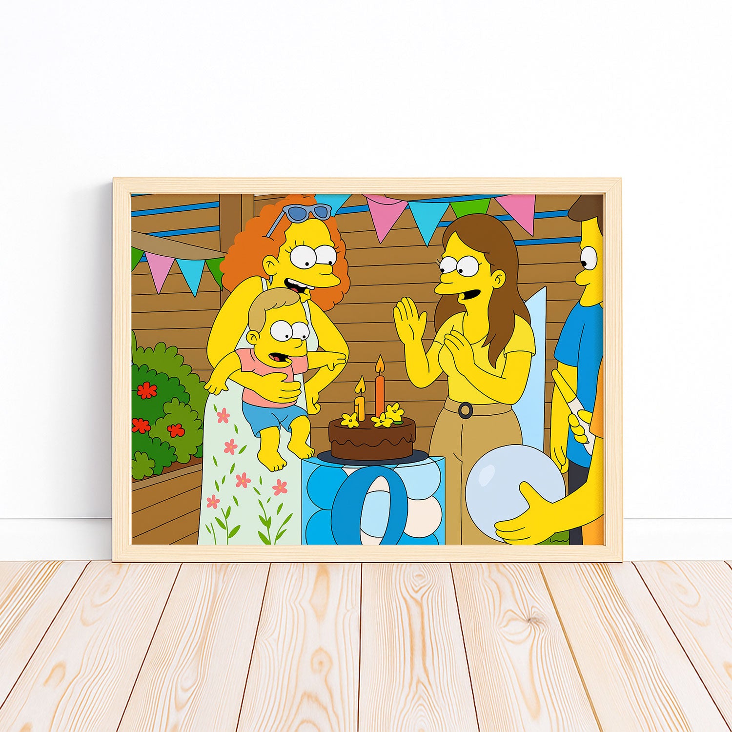Celebrate with Personalized Simpsons Family Portrait Canvas - Unique Happy Birthday Gift for Cartoon Fans - Custom Art Decor
 - 1