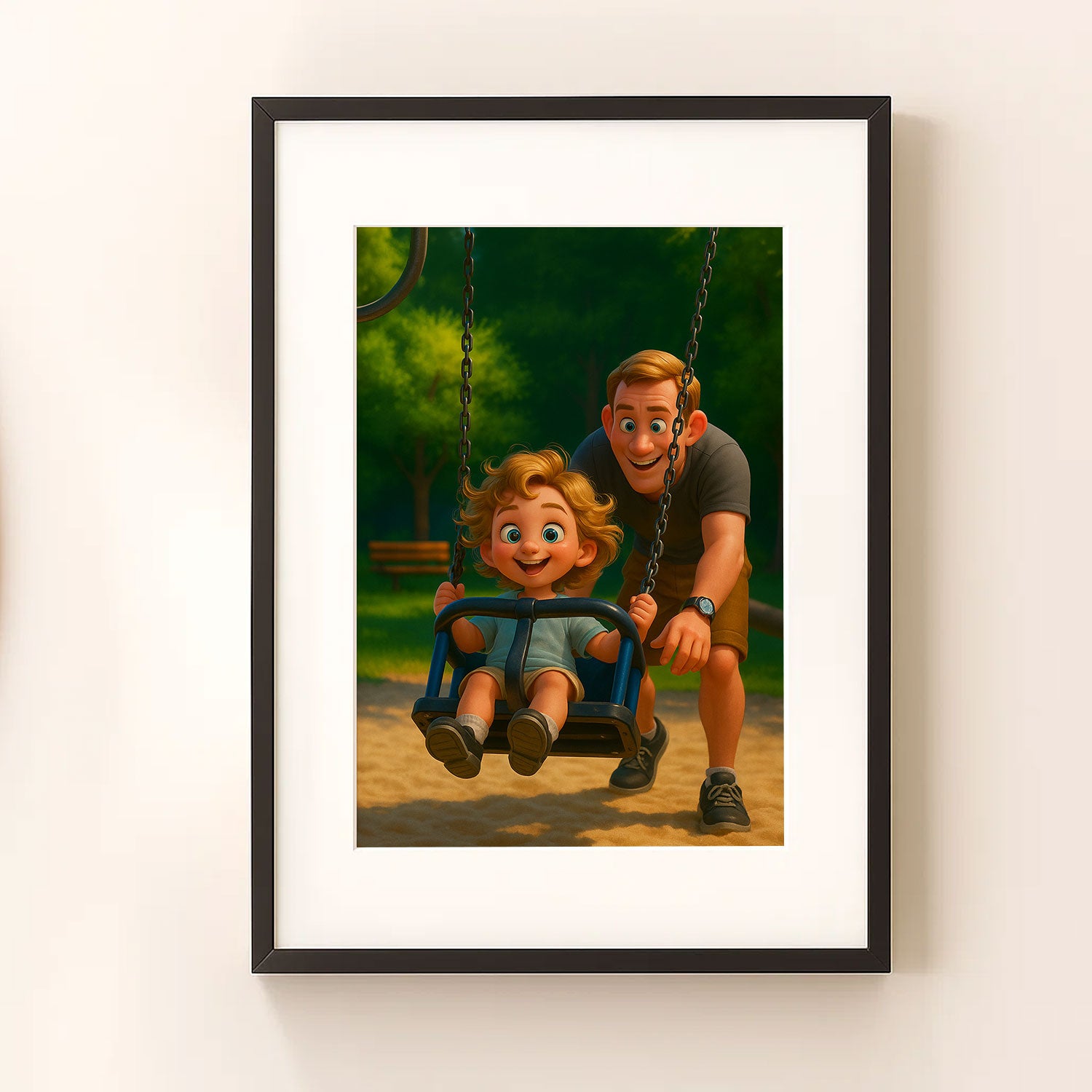 Charming Animated Portrait of a Mother and Daughter in a Scenic Background – Perfect for Family Decor
 - 1
