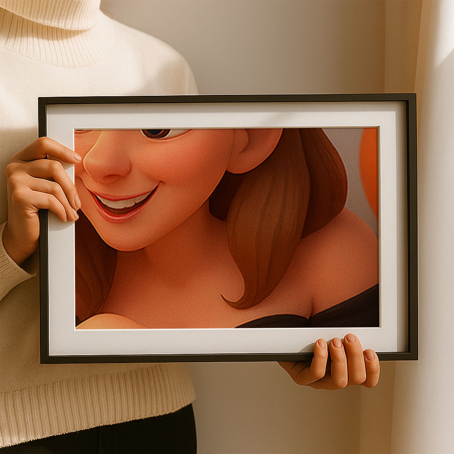 Charming Cartoon Character Framed Art Print - Ideal Wall Decor for Kids' Rooms, Nurseries, and Animation Lovers - Vibrant Design
 - 1