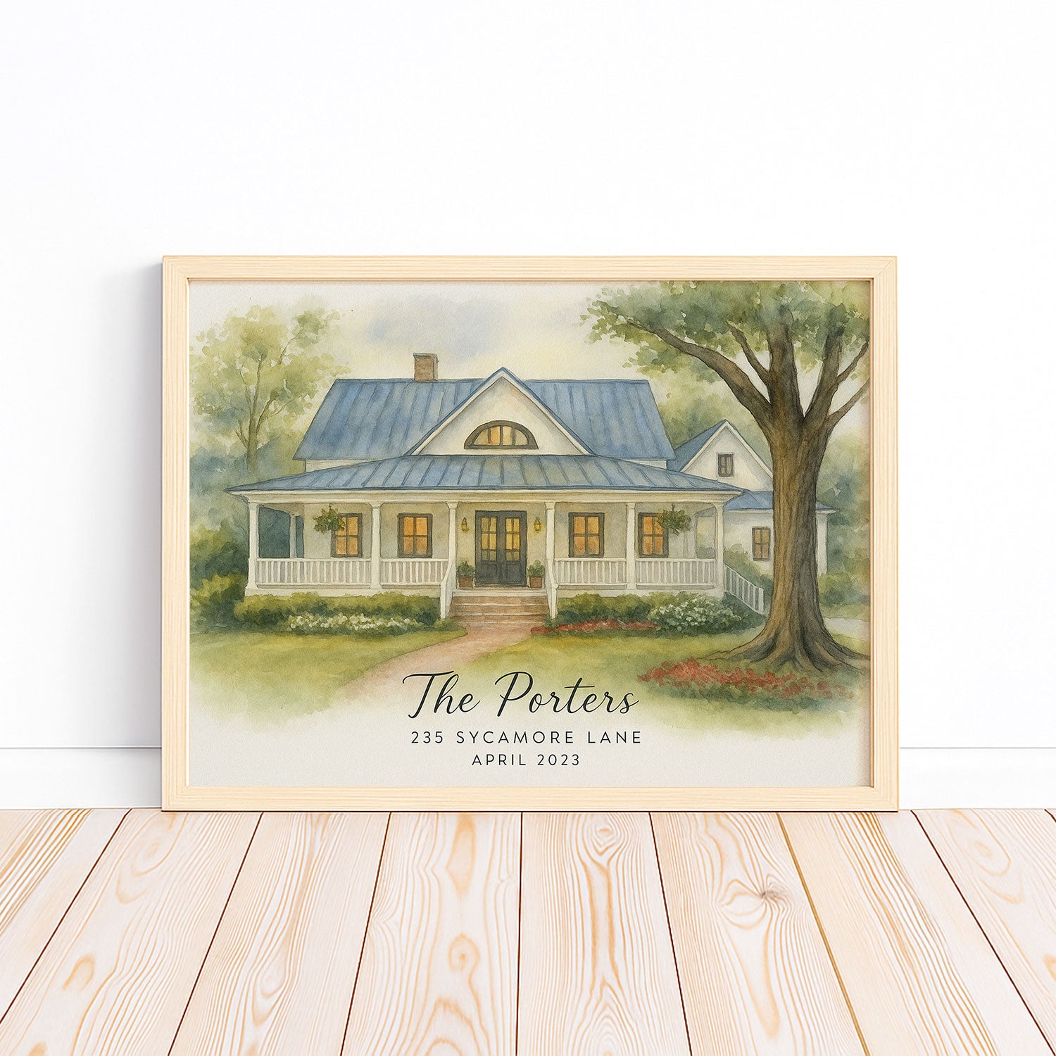 Charming Custom Watercolor Family Home Portrait - Personalized House Art for Your Family
 - 1