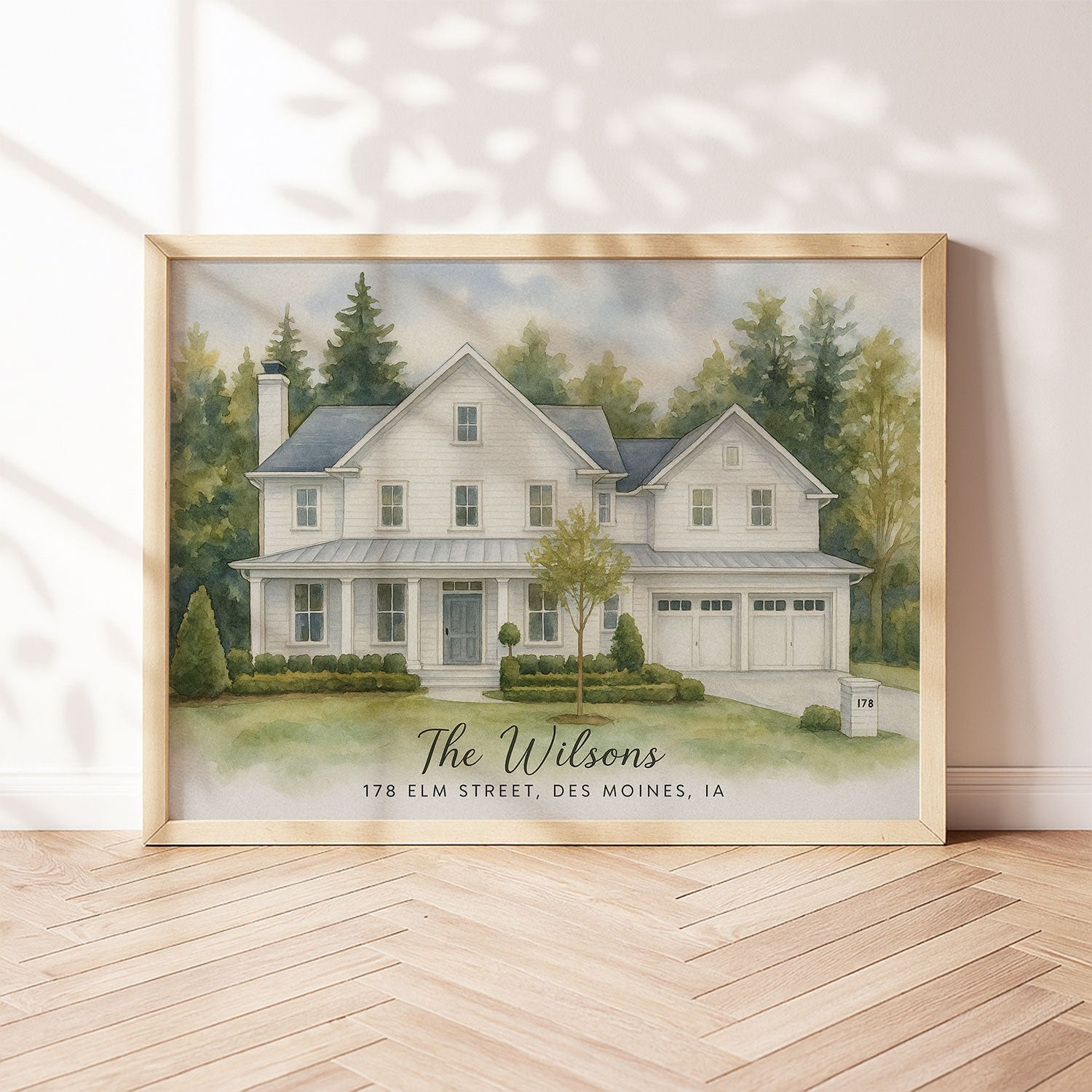 Charming Watercolor Home Sweet Home Print – Personalized House Portrait with Address, Perfect for New Homeowners
 - 1