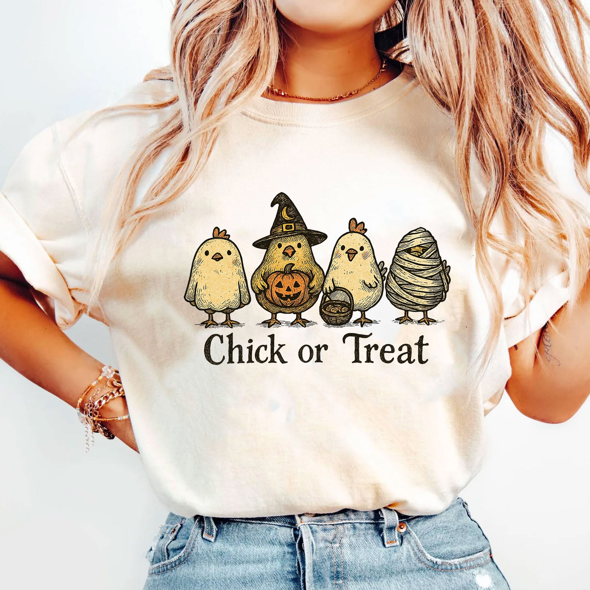 Chick or Treat Halloween Shirt for Women | Cute Chicken Graphic Tee | Funny Fall Outfit | Festive Autumn Top | Holiday Gift Idea
 - 5