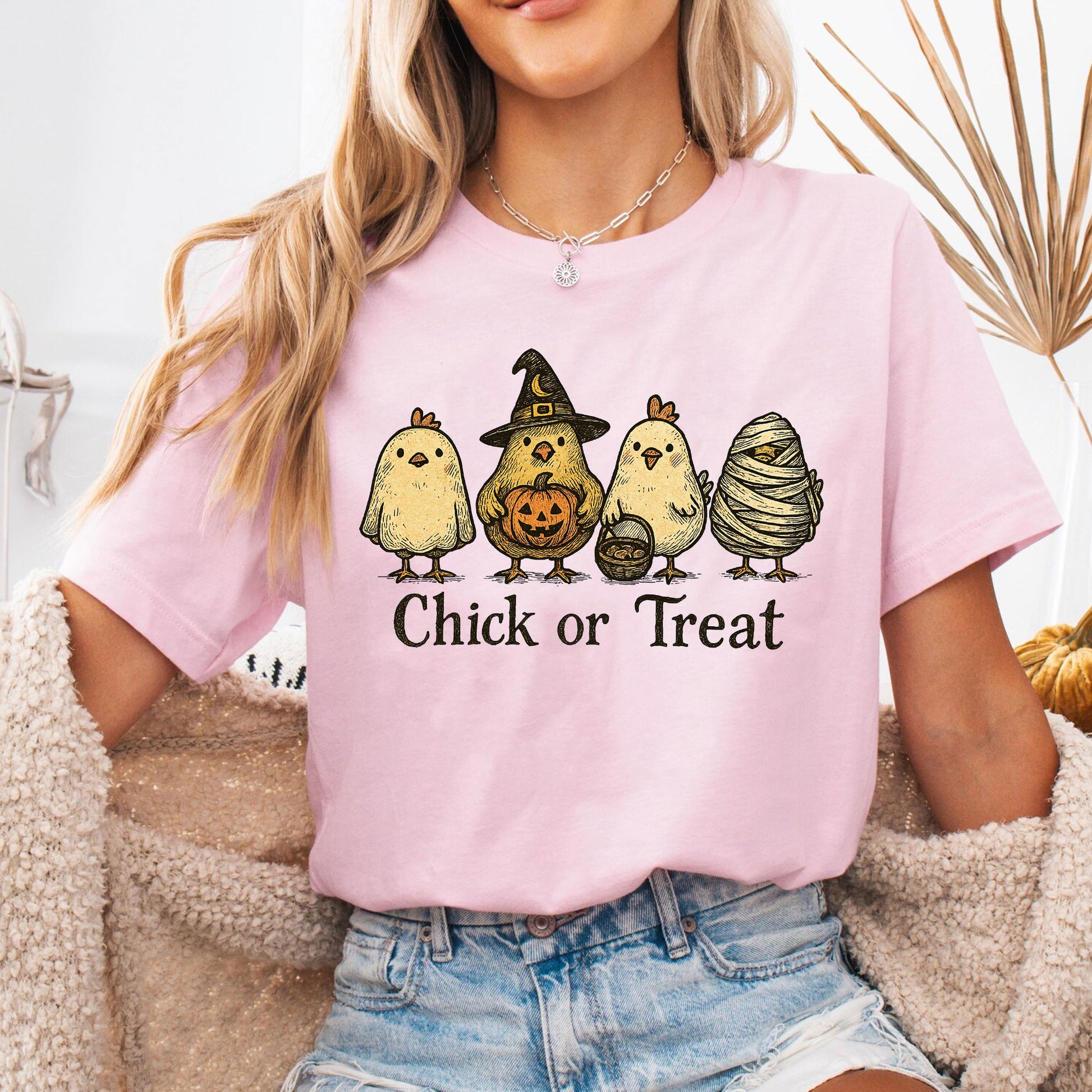 Chick or Treat Halloween Shirt for Women | Cute Chicken Graphic Tee | Funny Fall Outfit | Festive Autumn Top | Holiday Gift Idea
 - 6